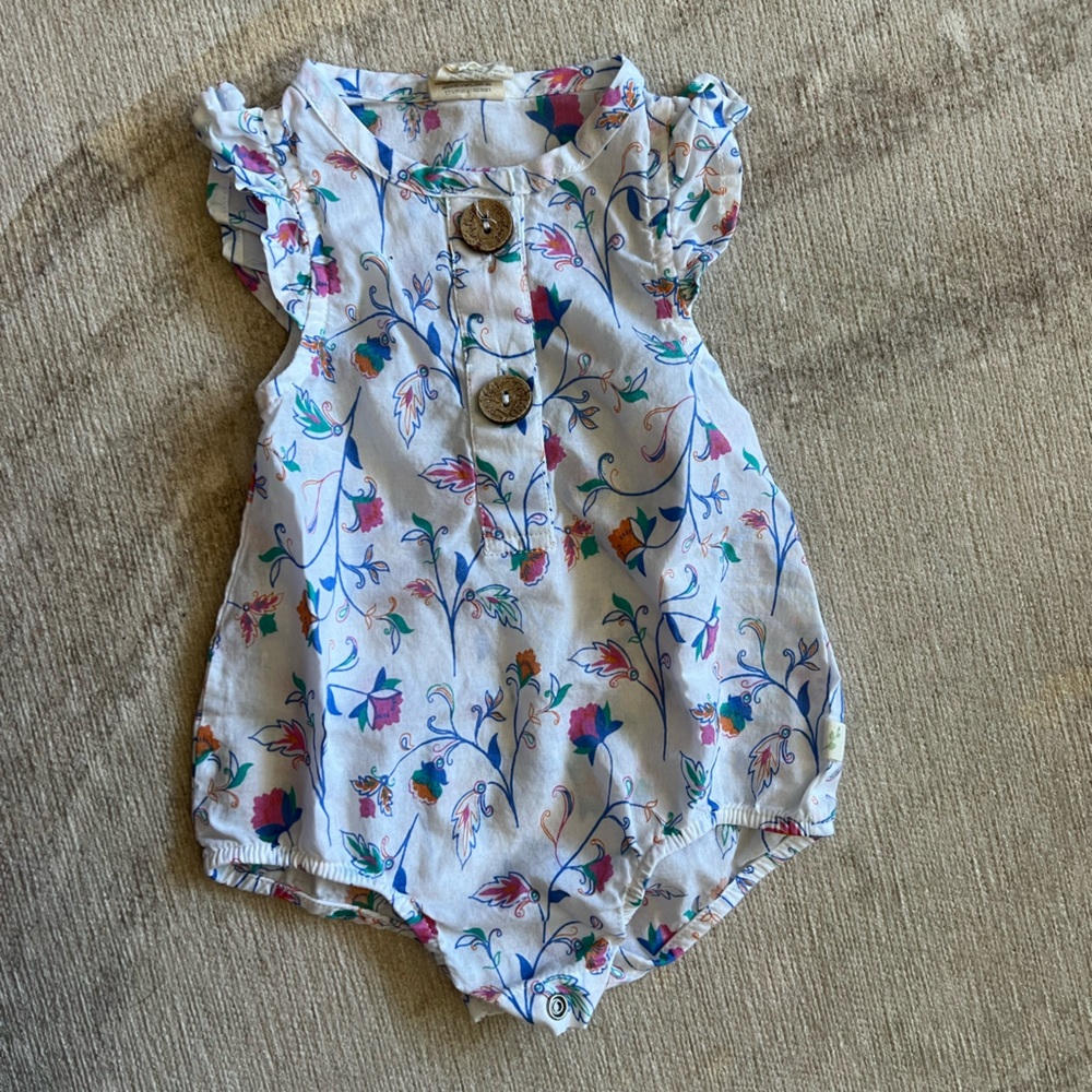 Baby girl floral bubble romper bodysuit